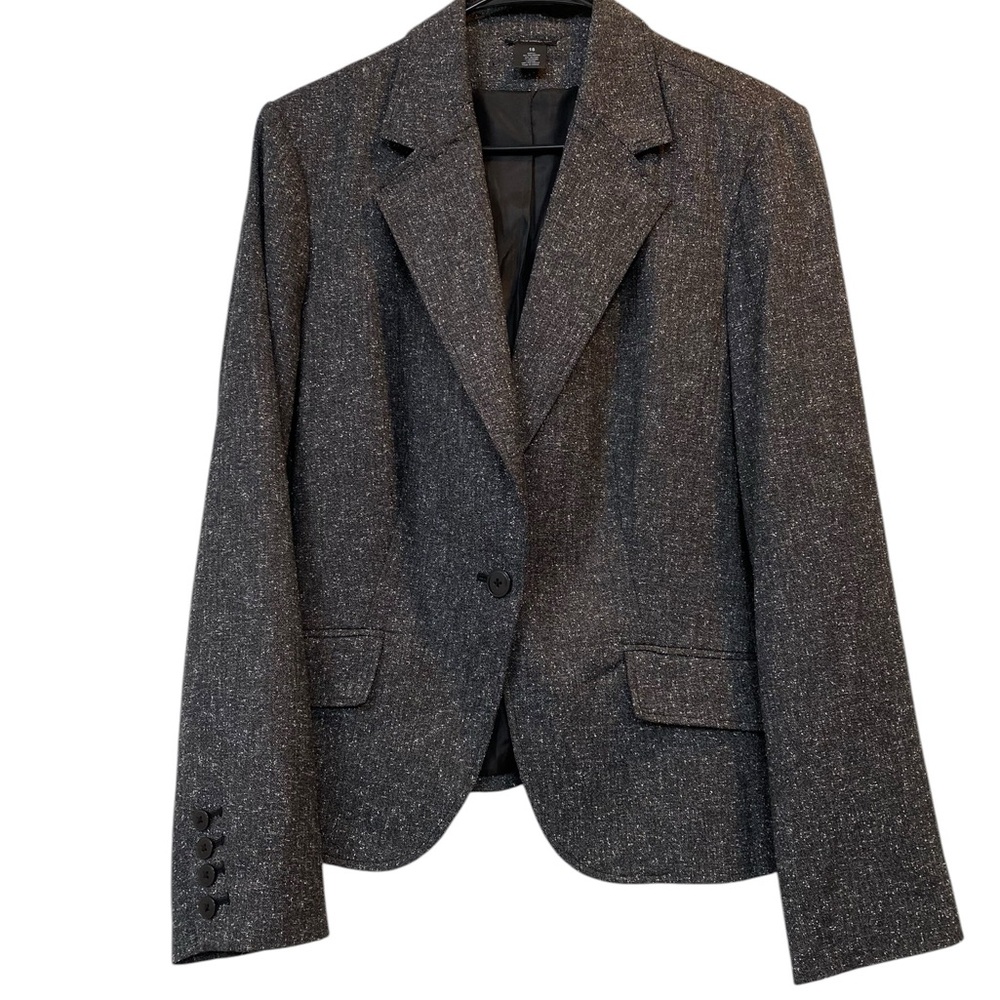 New Directions Women's plus size 16 Charcoal Speckled One Button Classic Blazer